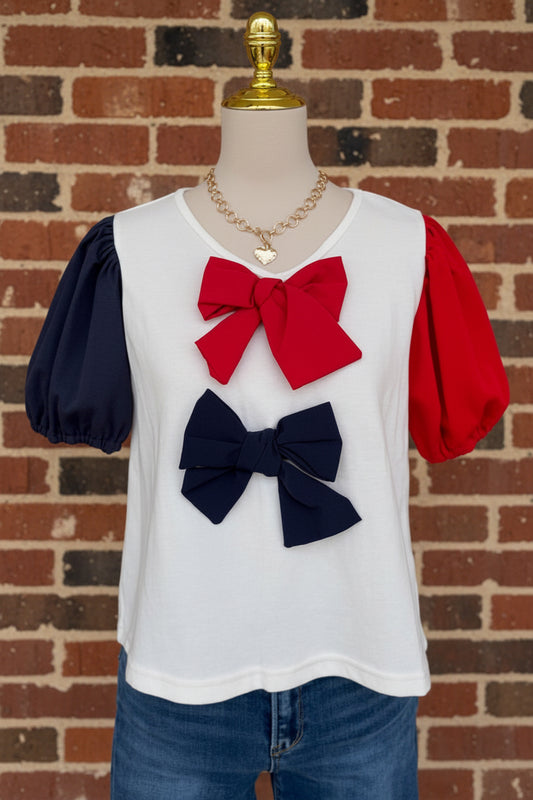 Red, White & Blue Bow Top