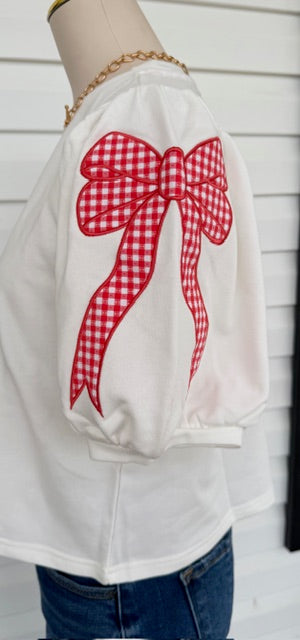 Bow Embroidered Top