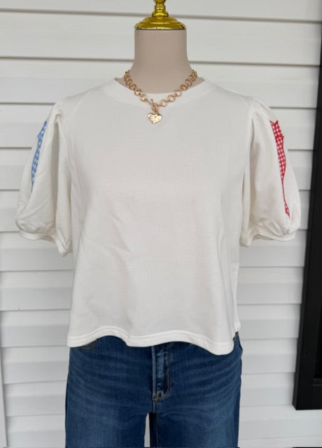 Bow Embroidered Top