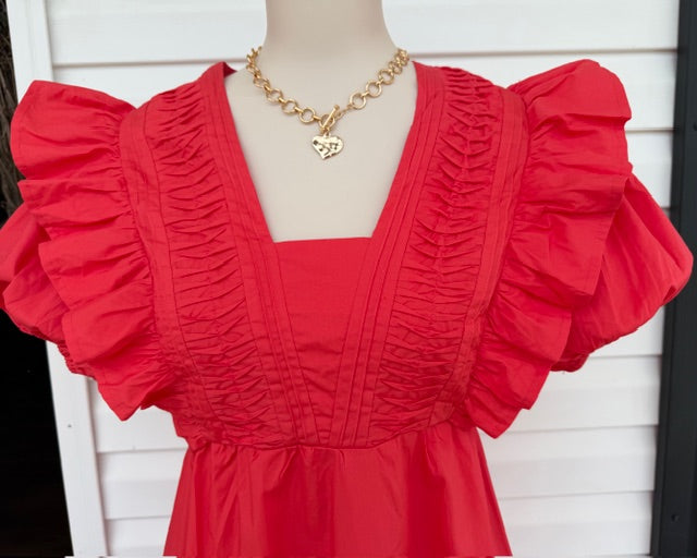 Red Ruffle Maxi Dress