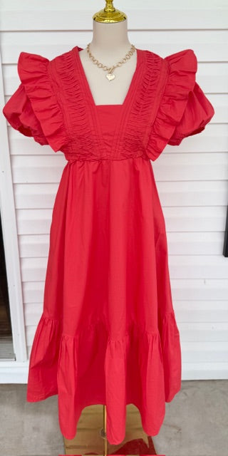 Red Ruffle Maxi Dress