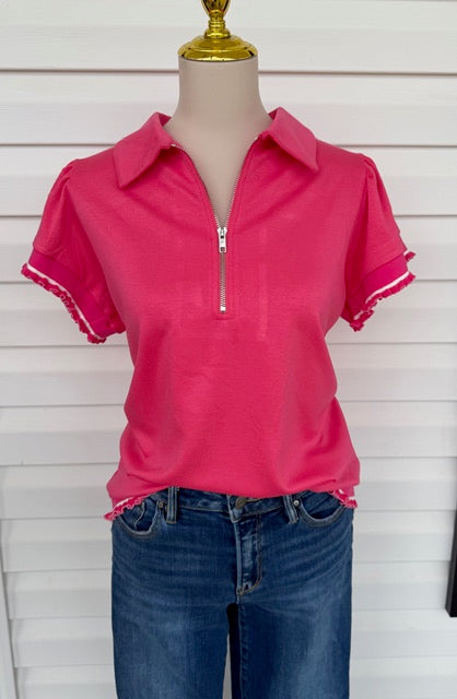 Ruffle Zip Top