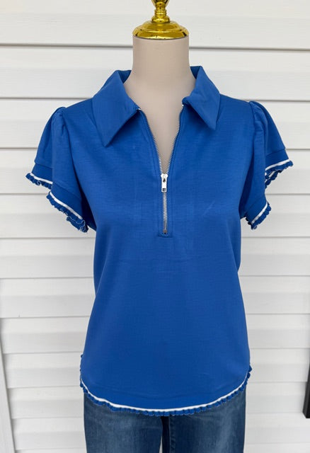 Ruffle Zip Top